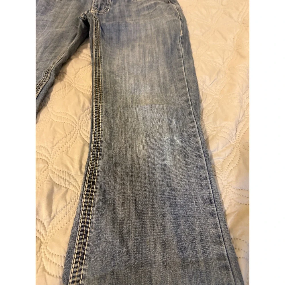 Rock and Roll Denim Mens Pistol Bootcut Jeans Light Wash 32x34 Distressed